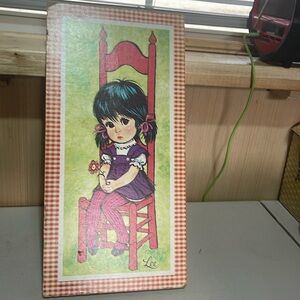Vintage Lee Big Eye Girl Wall Hanging